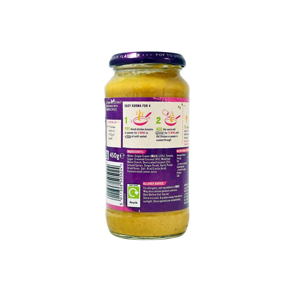 abconline.gr Your grocery store in Rhodes. Patak's Korma Cooking Sauce 450g