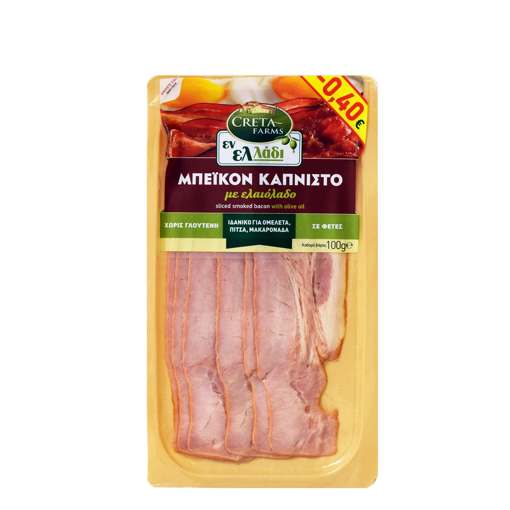 CRETA FARM SMOKED BACON ΕΝ ΕΛΛΑΔΙ 100g -0.40€