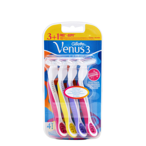 GILLETTE VENUS 3 MULTICOLOR 3+1